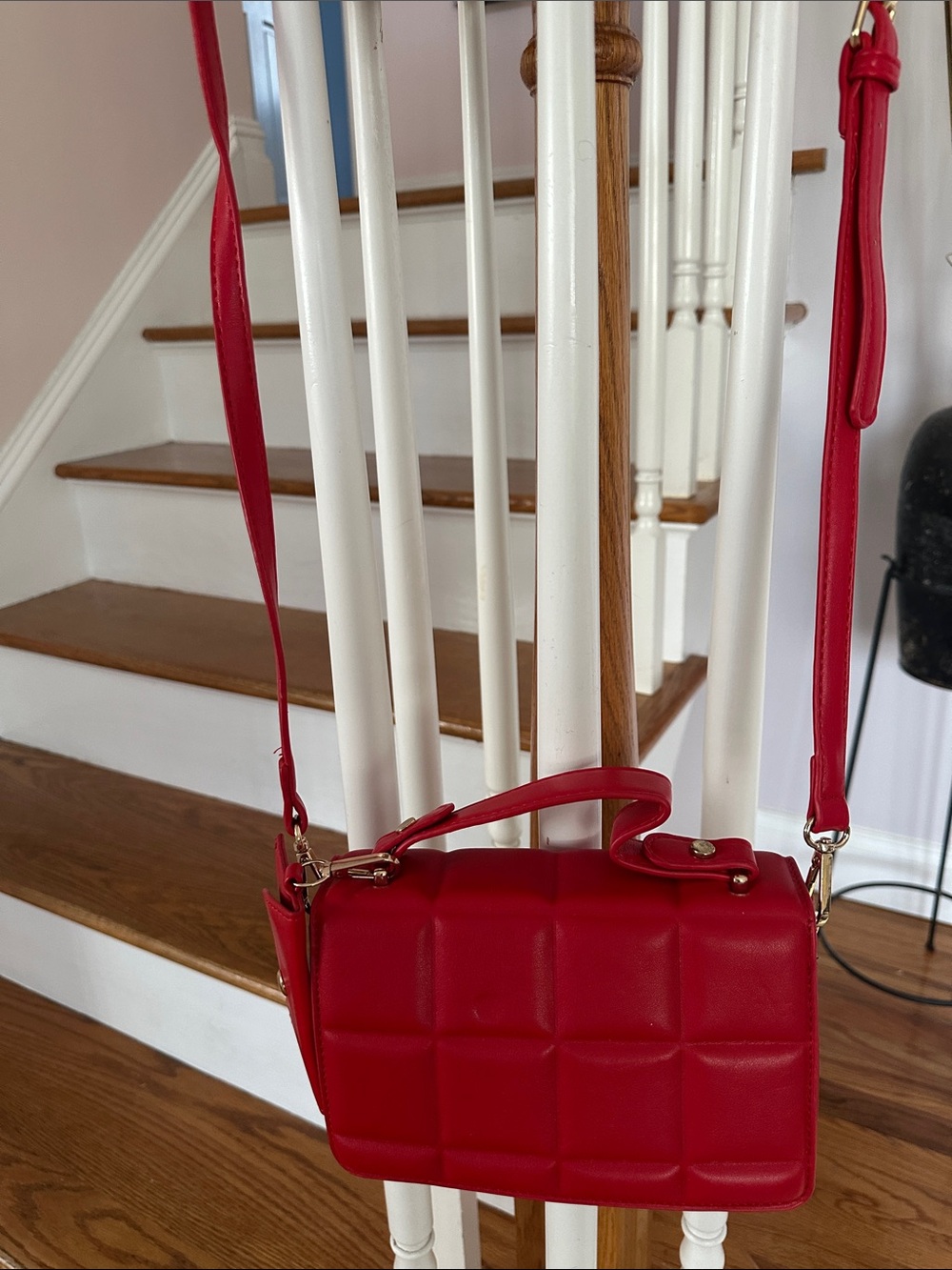 Red Quilted Crossbody Bag - Unbranded